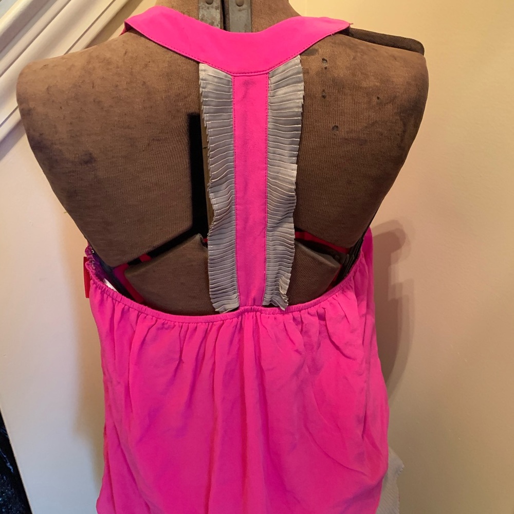 Layered hot pink and khaki shirt NWT Tback style.